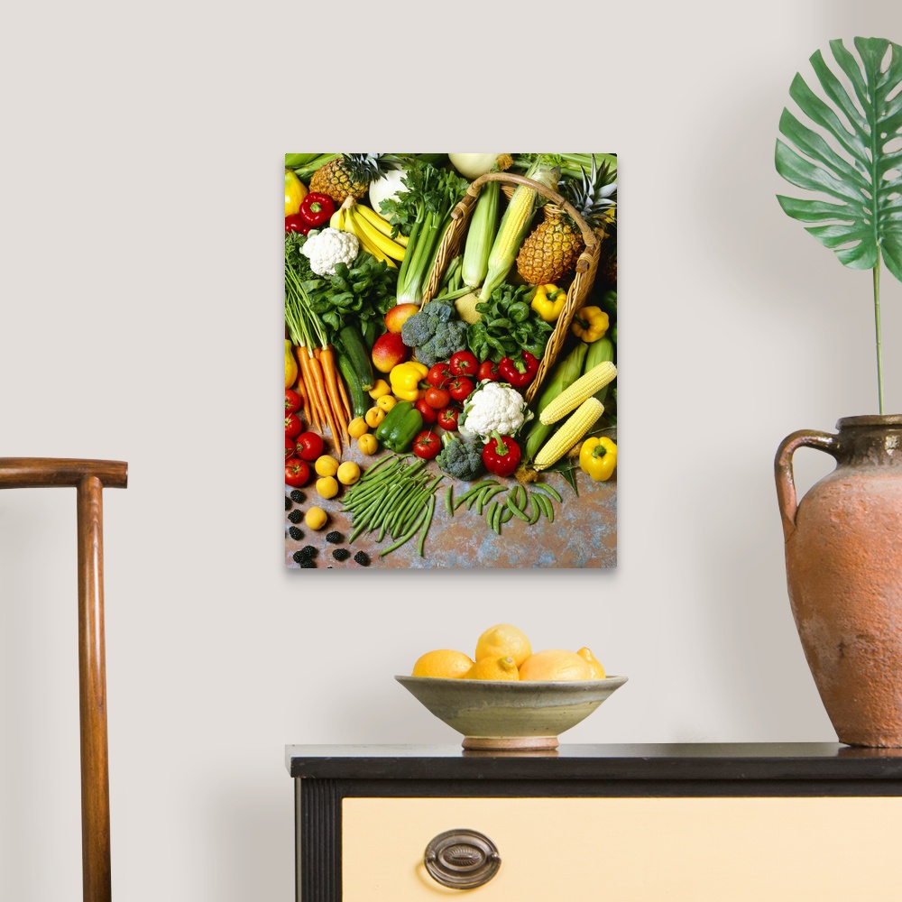 Mixed fruit and vegetables Canvas Wall Art Print, Food Home Decor | eBay