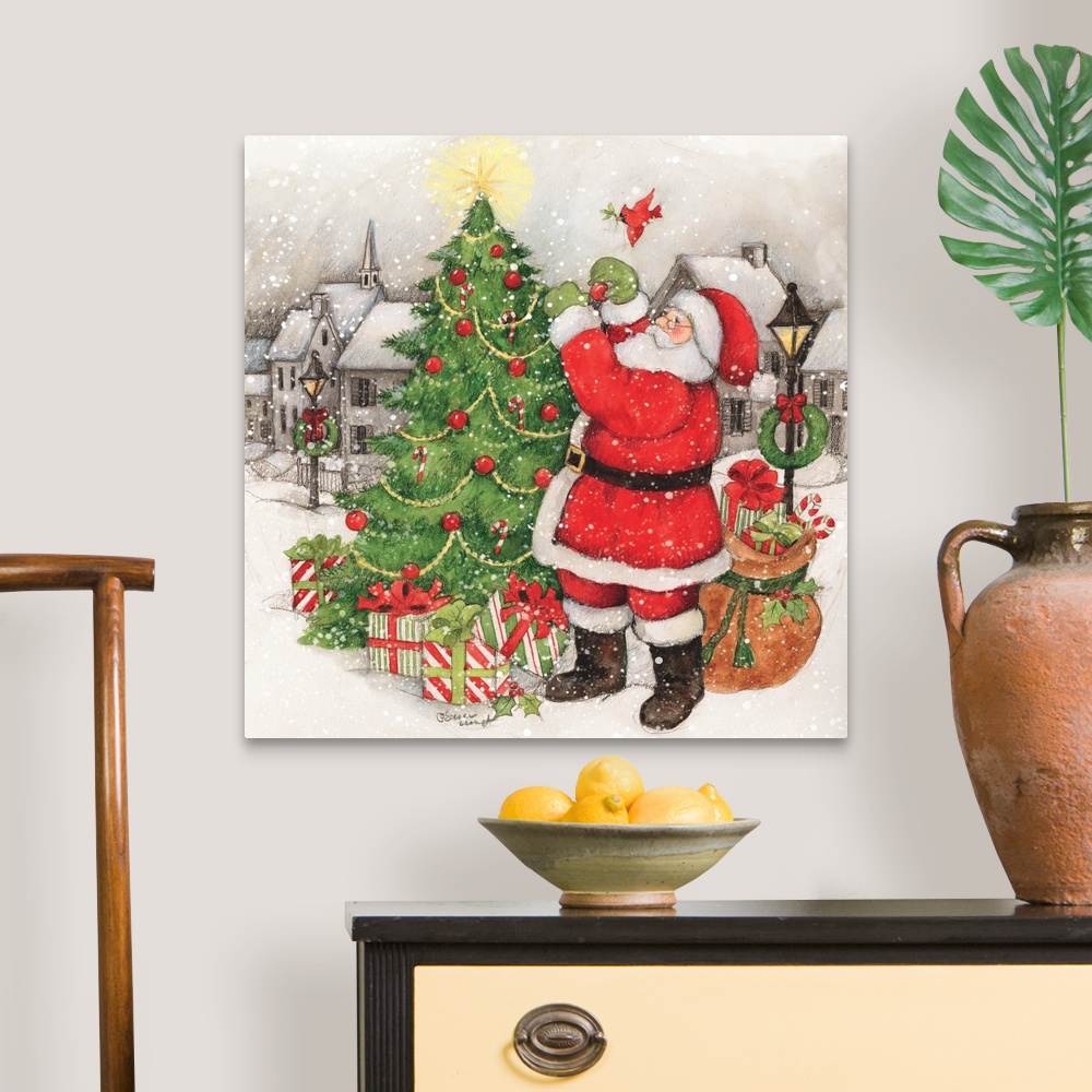 Vintage Santa Canvas Wall Art Print, Christmas Home Decor | eBay