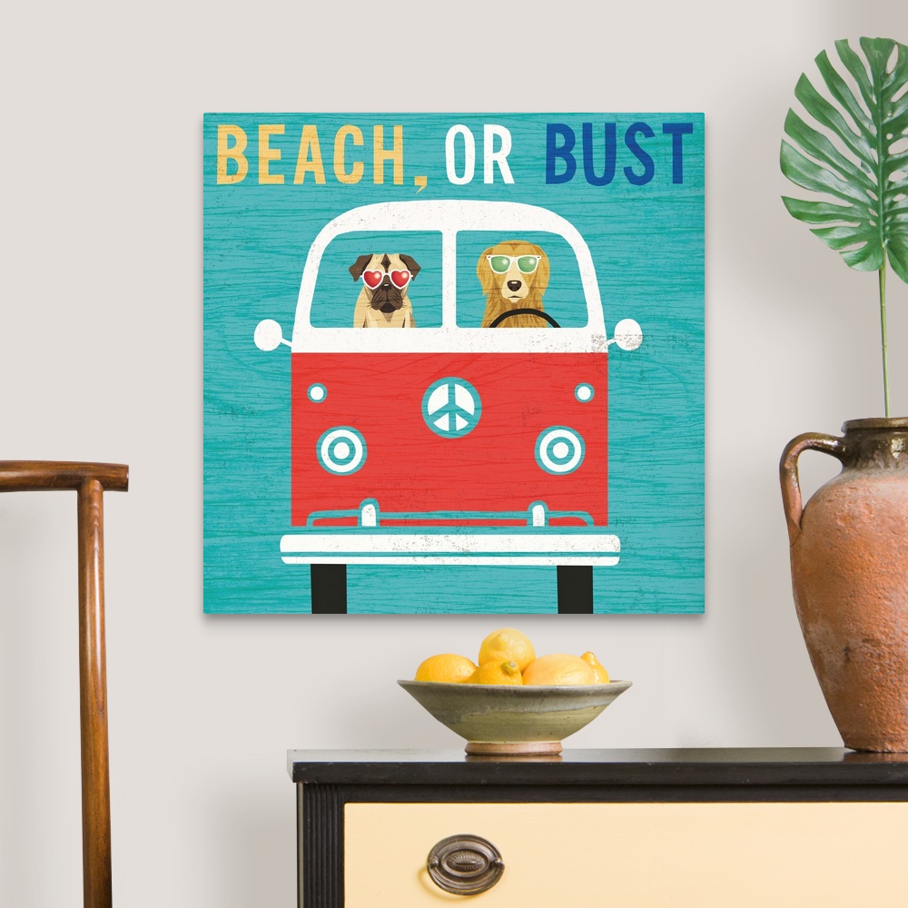 Beach Bums Bus Canvas Wall Art Print Car Home Decor Ebay
