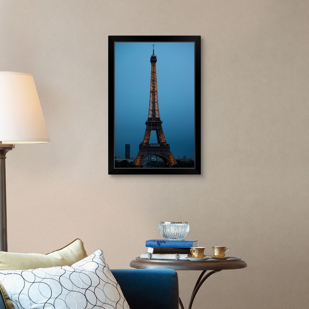 Eiffel Tower at Night I Black Framed Wall Art Print, Eiffel Tower Home ...