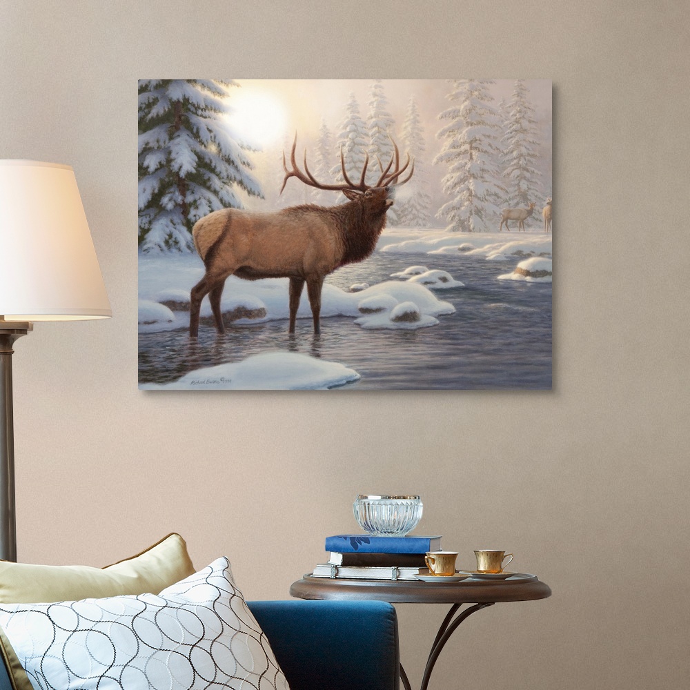 Elk Bugling Canvas Wall Art Print, Wildlife Home Decor | eBay
