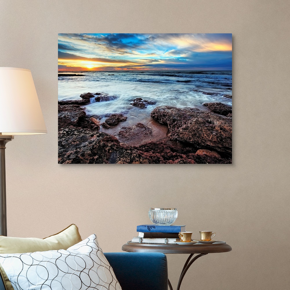 A seascape at sunrise from Miramar, Canvas Wall Art Print, Coastal Home ...
