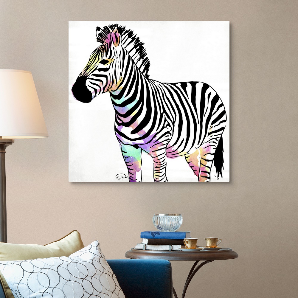 Zebra head colorful Canvas Wall Art Print, Zebra Home Decor | eBay