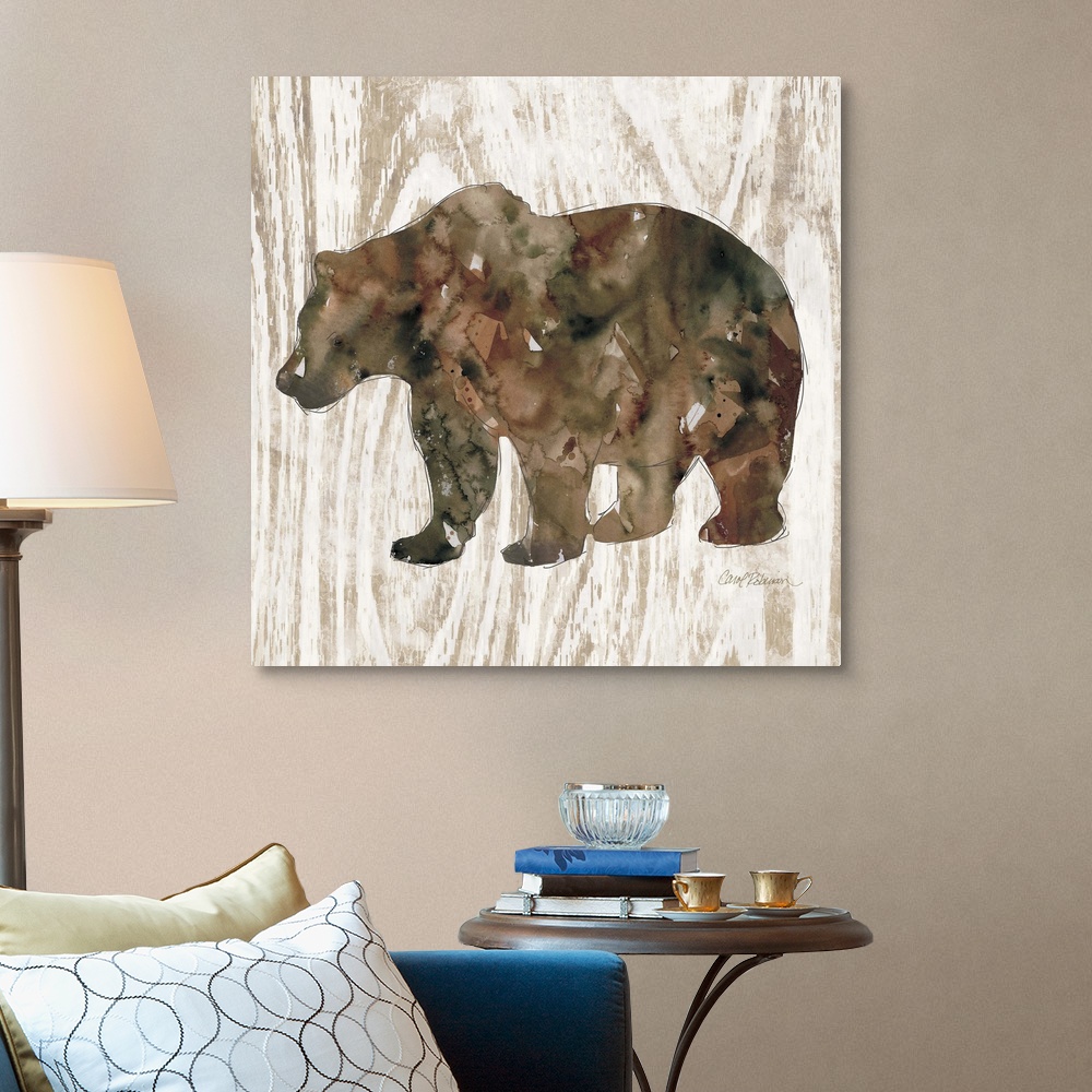 Pine Forest Bear Canvas Wall Art Print, Bear Home Decor | eBay