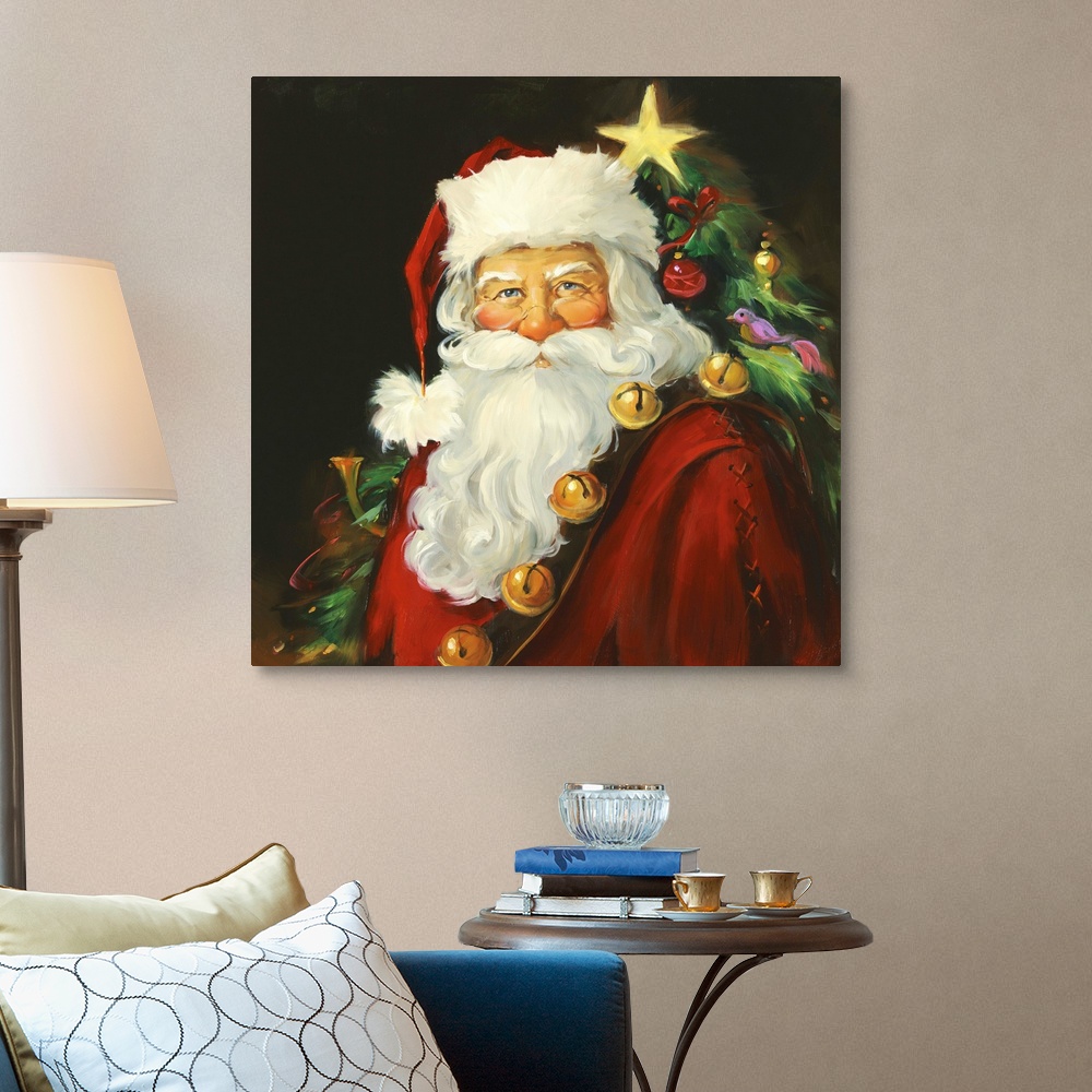 Santa Portrait Canvas Wall Art Print, Christmas Home Decor | eBay
