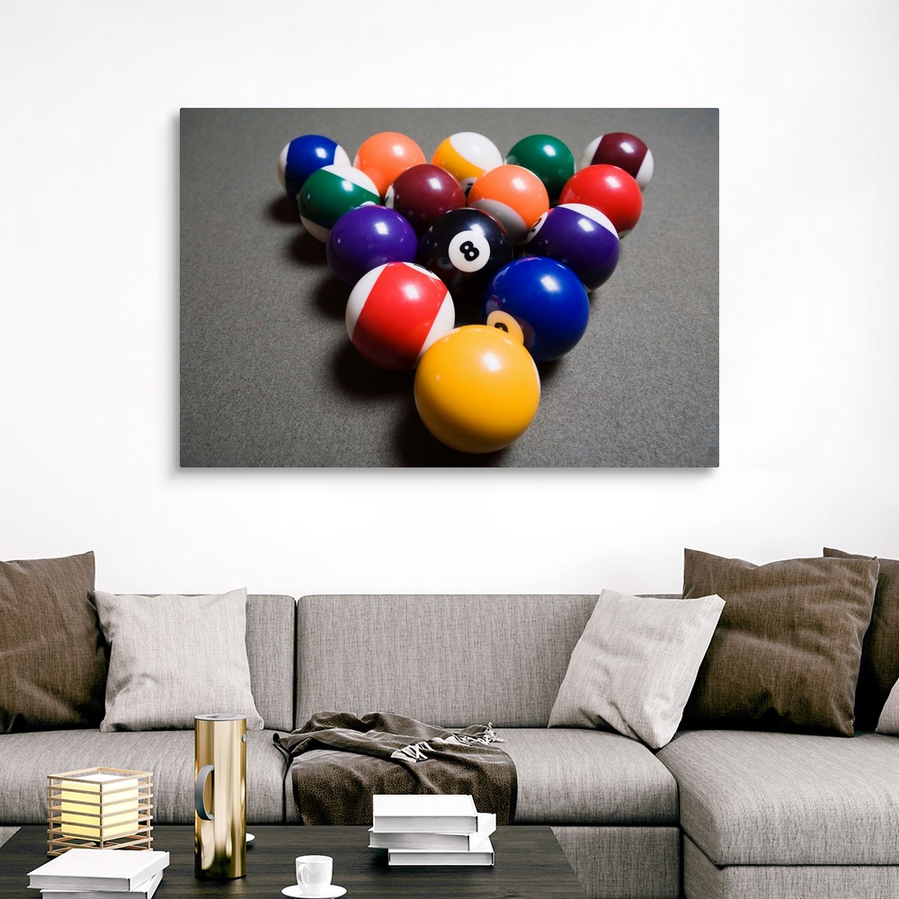 Pool Balls On A Billiard Table With The Canvas Wall Art Print ...