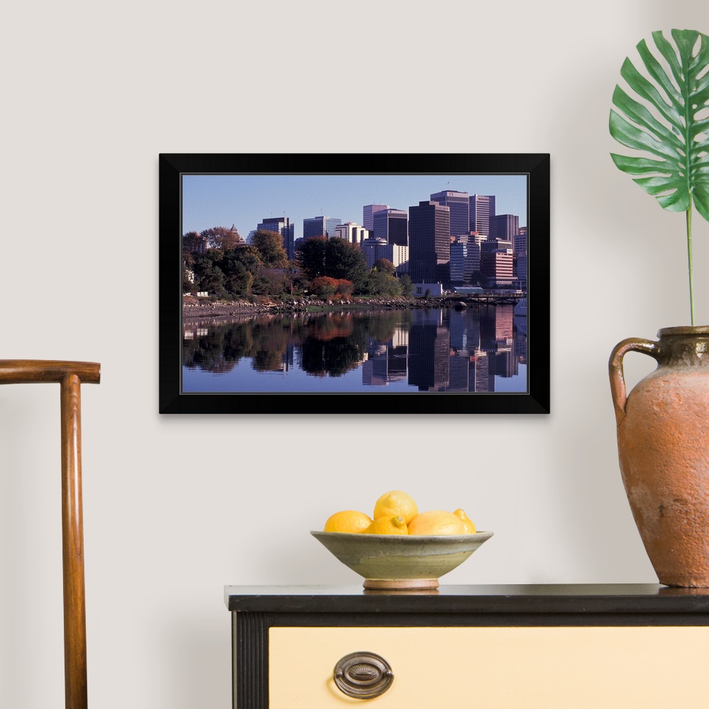 Canada, Vancouver, B.C. City skyline and Black Framed Wall