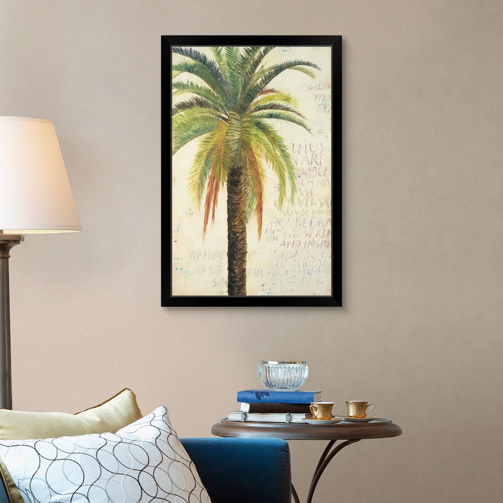 Palms And Scrolls II Black Framed Wall Art Print, Palm Tree Home Decor ...
