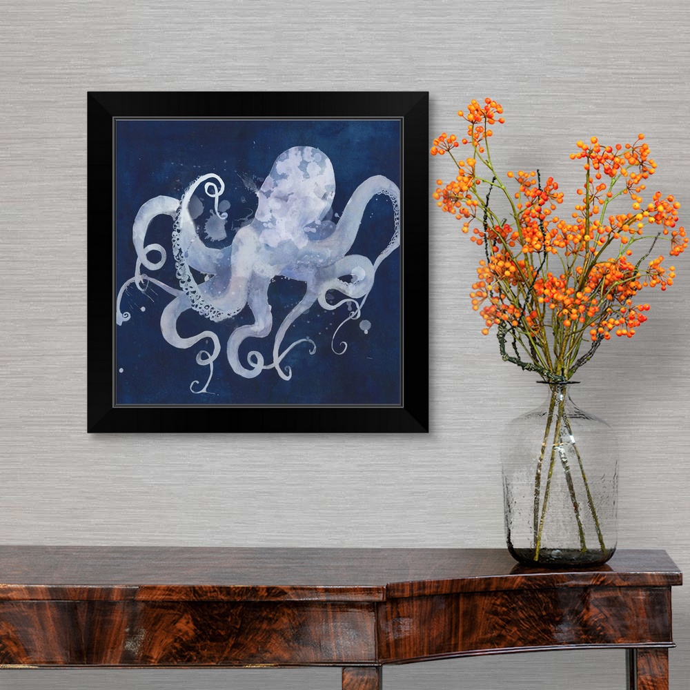 Octopus Shadow II Black Framed Wall Art Print, Wildlife Home Decor | eBay