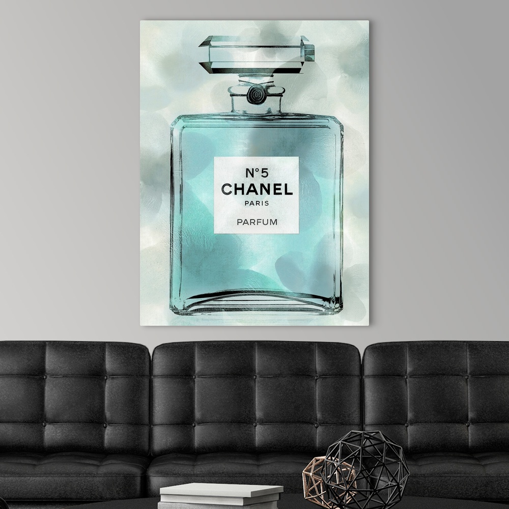 Aqua Perfume Bottle Canvas Wall Art Print, Home Decor