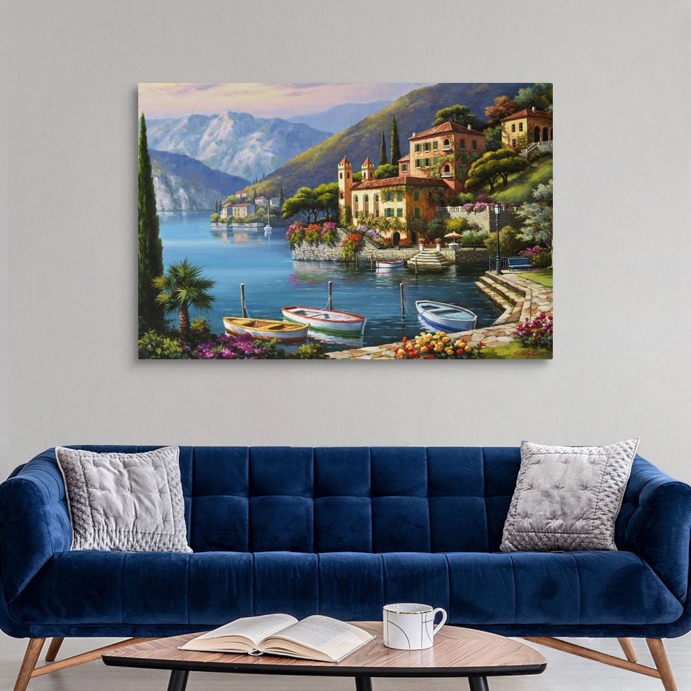 Villa Bella Vista Canvas Wall Art Print, Ships & Boats Home Decor