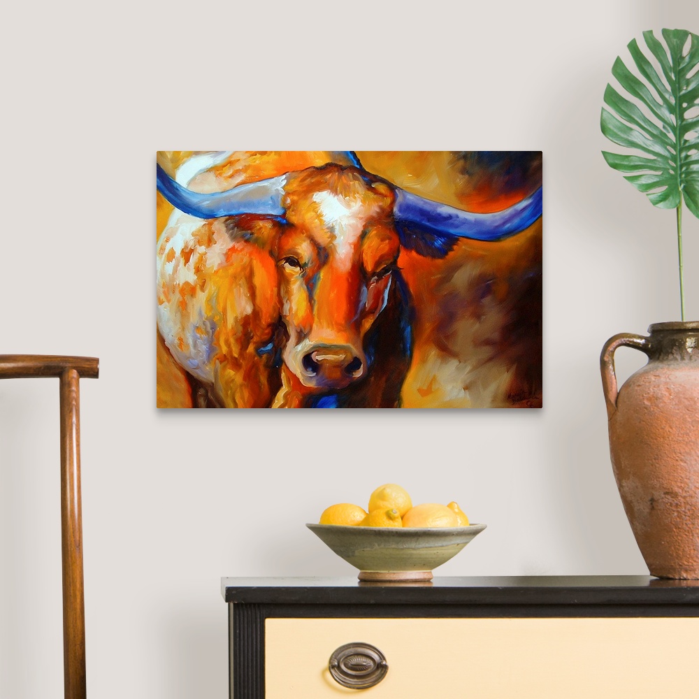 Longhorn 125 Canvas Wall Art Print, Cow Home Decor eBay