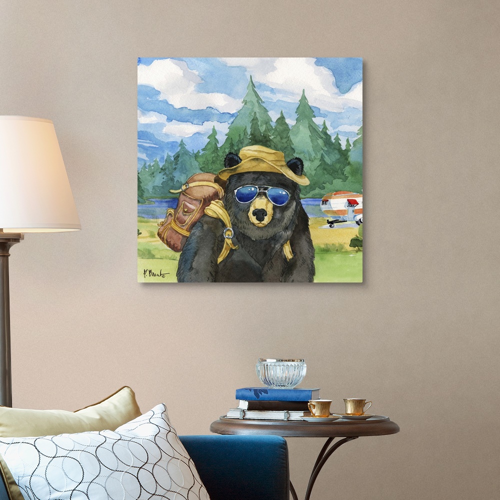 Happy Camper II Canvas Wall Art Print, Bear Home Decor | eBay
