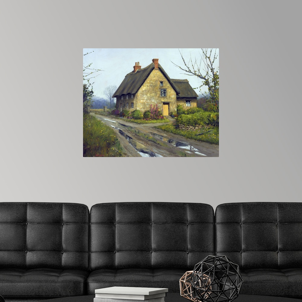 English Cottage Poster Art Print, Countryside Home Decor