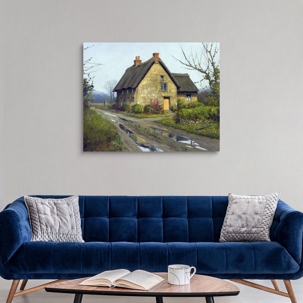 English Cottage Canvas Wall Art Print, Countryside Home Decor