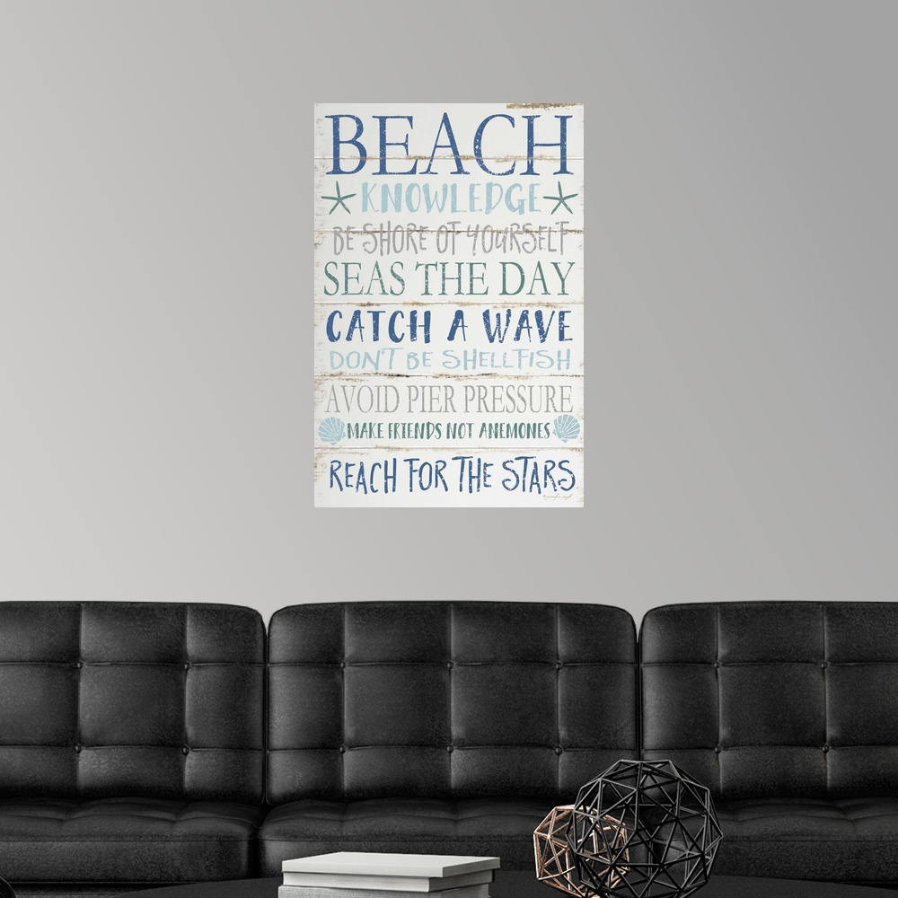 Beach Knowledge Poster Art Print, Coastal Home Decor