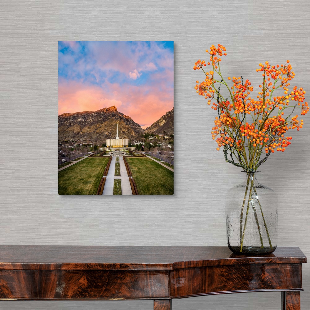 Provo Utah Temple, Sunset over the Canvas Wall Art Print, Utah Home