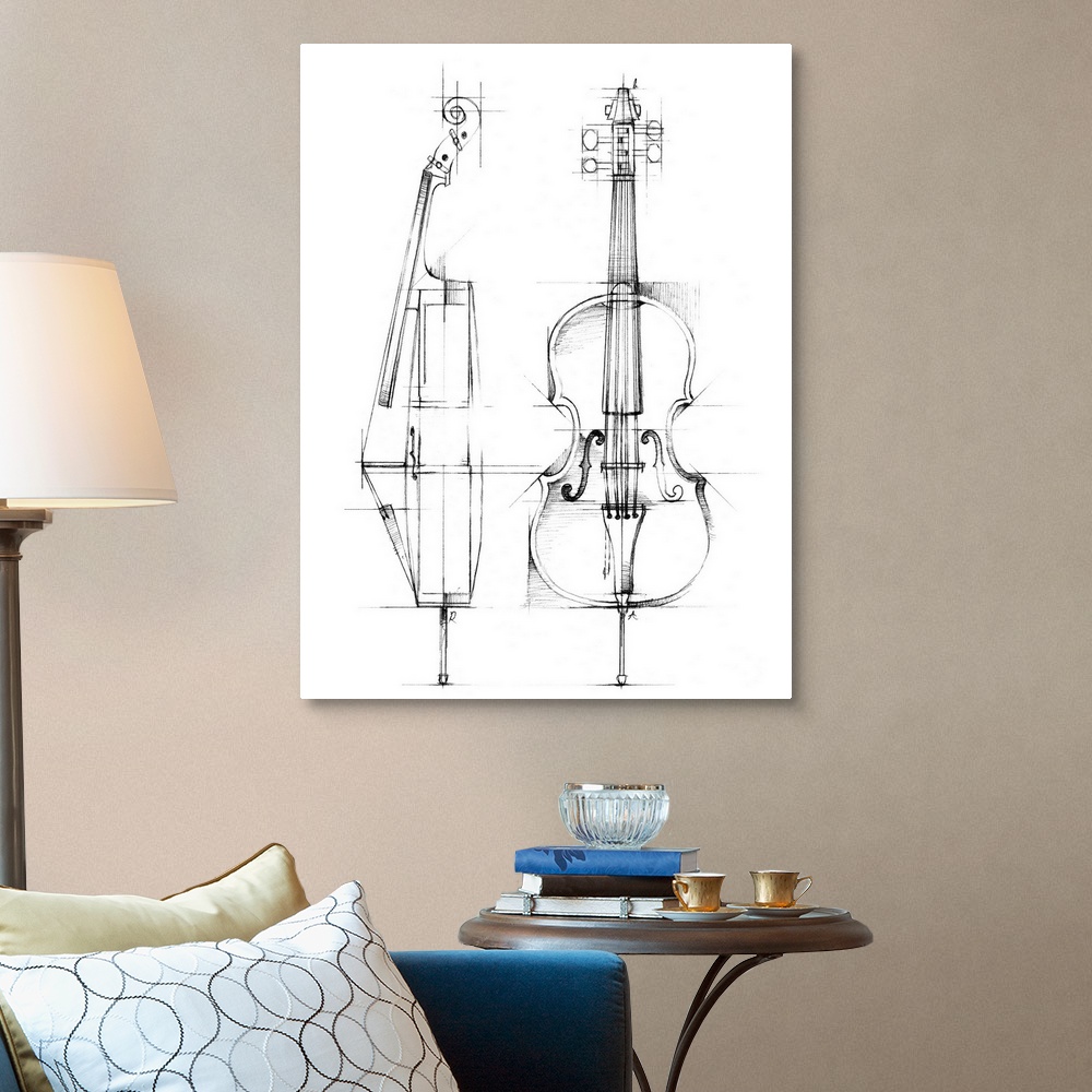 Cello Sketch Canvas Wall Art Print Musical Instruments Cello Sketch Canvas Wall Art Print Musical Instruments
