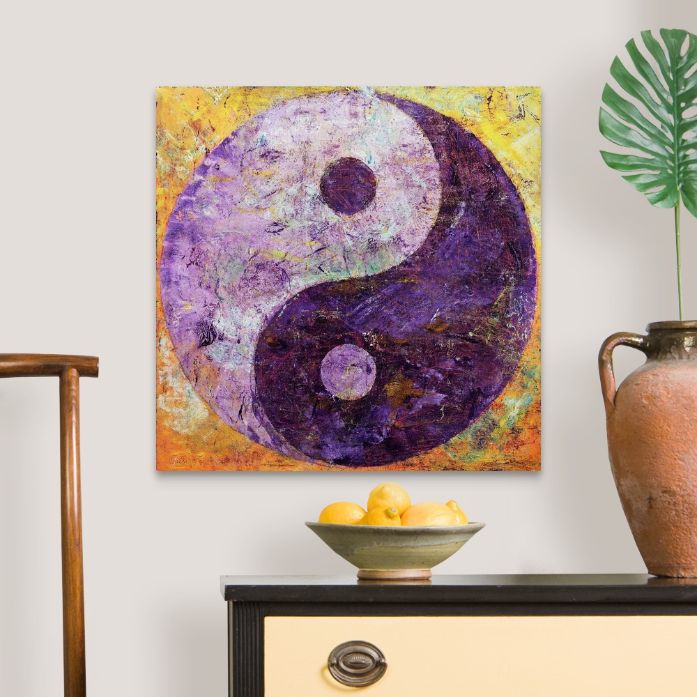 Purple Yin Yang Canvas Wall Art Print, Buddhism Home Decor | eBay