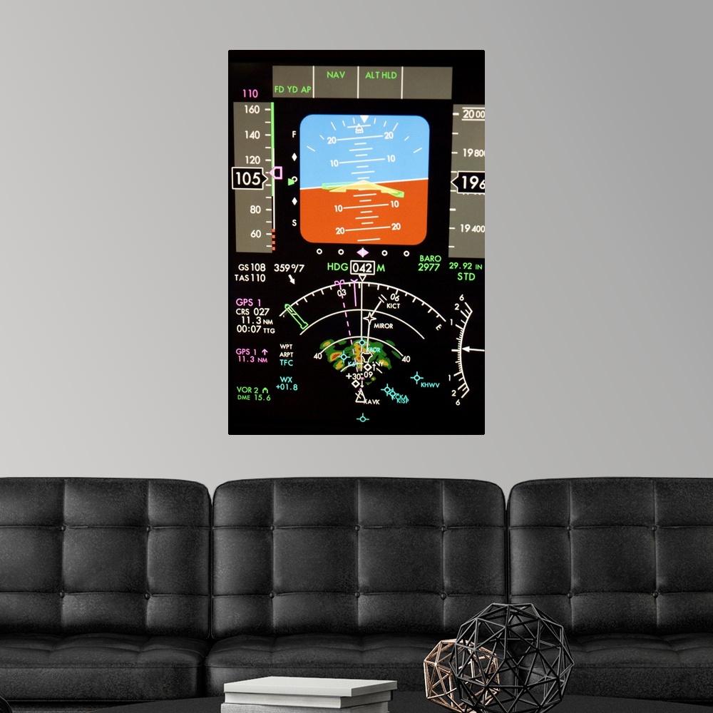 Aeroplane control panel display Poster Art Print, Airplane Home Decor